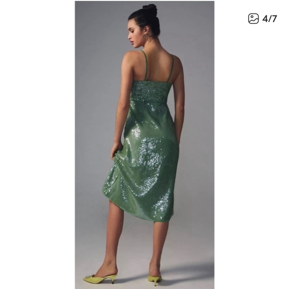 Anthropologie Shimmering Green Sequin Midi Dress - Picture 3 of 6